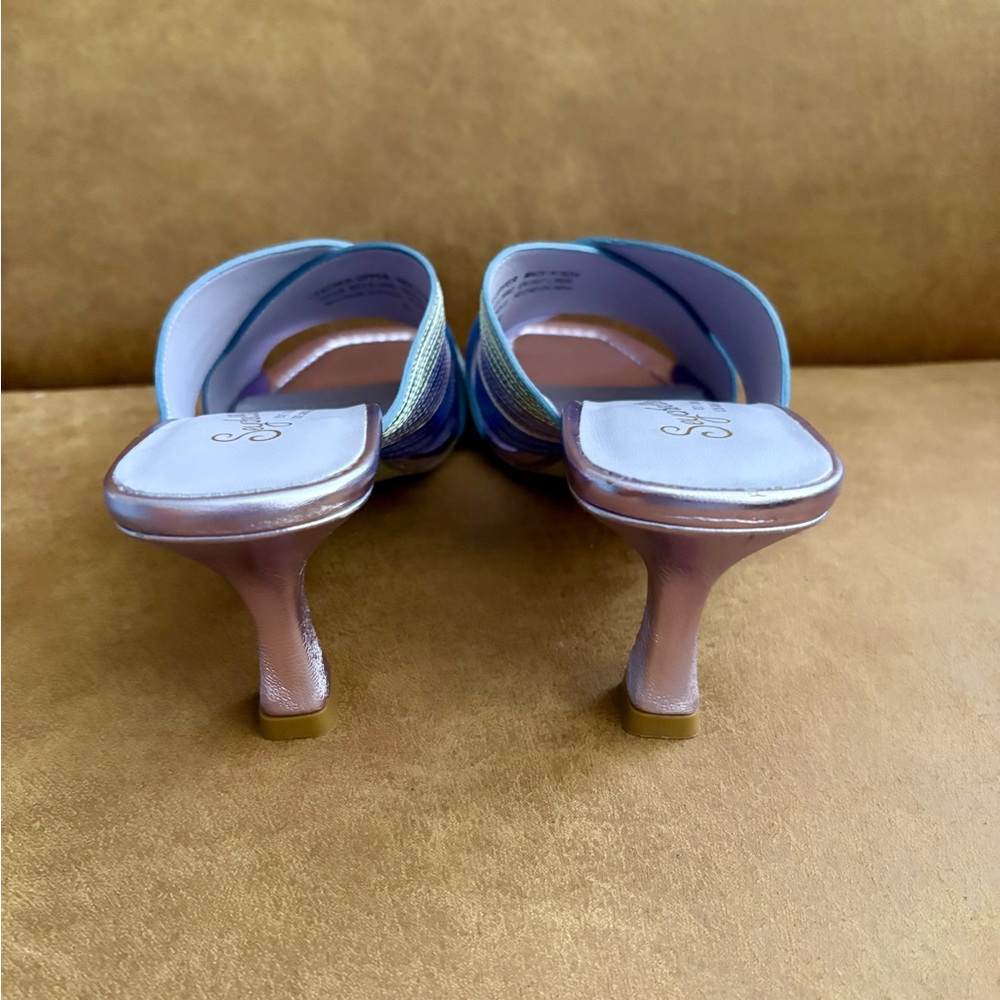 Seychelles Fleet Iridescent Leather Lavender Slip On Heels. Size 8. NIB. - Picture 5 of 9